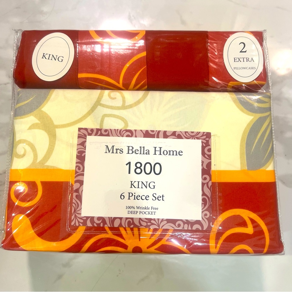 King Sheet Set - Red and Orange